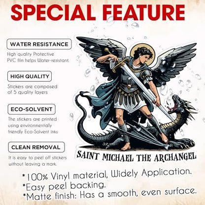3 Pack 2 Inch Saint Michael Stickers, Archangel Dragon Christian Decals - size: 2 Inches