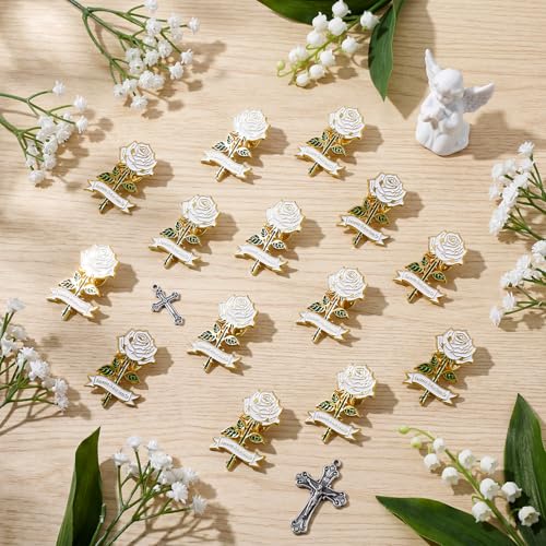 Misdary Funeral Favors Guest Memorial Rose Pin - color: White
