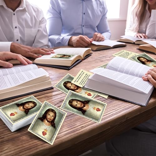 Motiskyy 100 Pcs Sacred Heart of Jesus Prayer Cards Catholic Prayer Cards