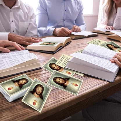 Motiskyy 100 Pcs Sacred Heart of Jesus Prayer Cards Catholic Prayer Cards