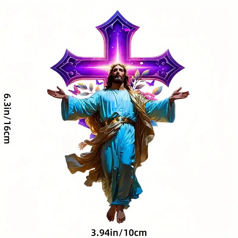 Prayer on The Cross of Jesus PVC Vinyl Car Decals Stickers Waterproof Self-Adhesive Decals for Cars, Laptops, Trucks, Motorcycles Wall Window Luggage Scratch Cover Door Decor Sticker