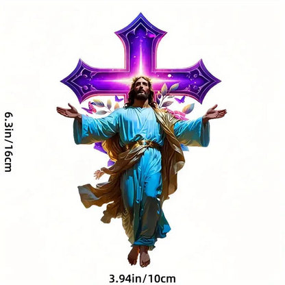Prayer on The Cross of Jesus PVC Vinyl Car Decals Stickers Waterproof Self-Adhesive Decals for Cars, Laptops, Trucks, Motorcycles Wall Window Luggage Scratch Cover Door Decor Sticker