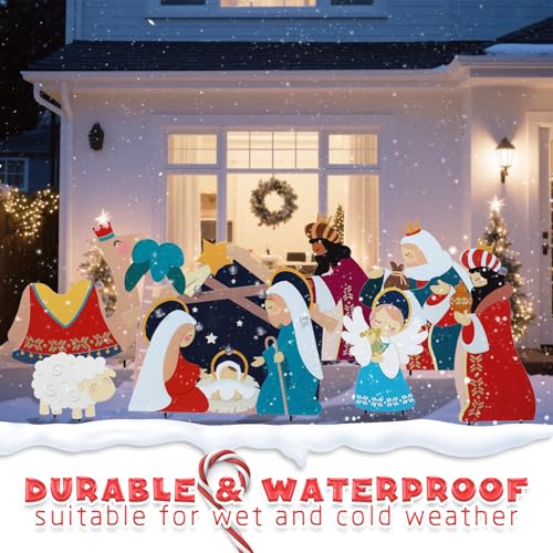 WONDER GARDEN Christmas Nativity Yard Stakes,7 Pack Outdoor Garden Decor