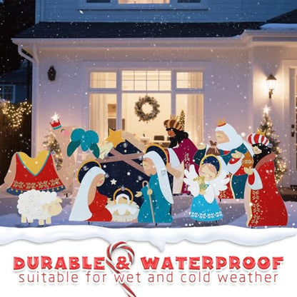 WONDER GARDEN Christmas Nativity Yard Stakes,7 Pack Outdoor Garden Decor