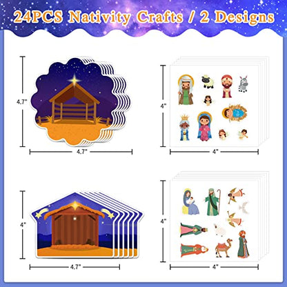 FaCraft Nativity Sticker for Kids 24pcs Christian Christmas Crafts Ornament - color: A-24PCS