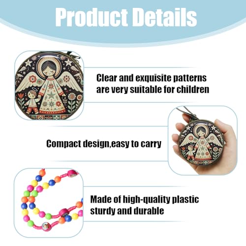 Rosary Beads Rosarios Catolicos, Colorful Plastic with Blue and Red Pendant Crosses, Pocket for Women with Rosary Box, Baptism Easter Gifts - color: Pink, style: I