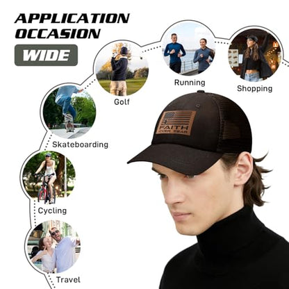 Christian Hats for Men Women, Faith Over Fear Hat - color: Black Orange