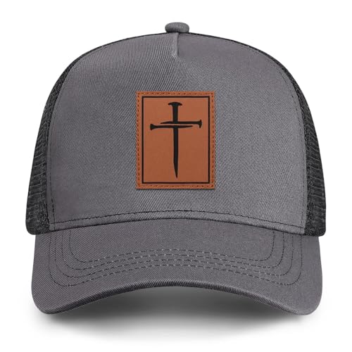 Christian Jesus Cross Trucker Hat Faith Hats for Men Women Religious Gifts - color: C-gray