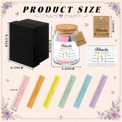 Lunmon Spanish Bible Verse Jar for Grandma Abuela 96 Color Coded Scripture Cards Daily Encouragement Prayer Jar Christian Gifts for Abuela Grandma Religious Birthday Christmas Gift for Grandmother - style: Grandmother