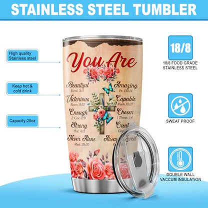 Christian Gifts for Women with Bible Verse Design, 20oz Insulated Stainless Steel Tumbler for Mom Sister Friend, Spiritual Faith Inspirational Travel Mug for Birthday - color: Christian Women