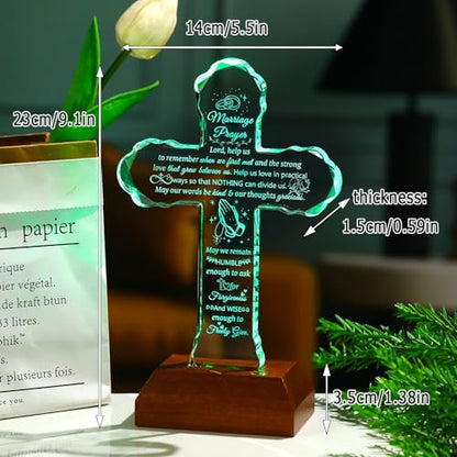 Ornalrist Glass Stand Cross Wedding Gifts for Couples 2026 Marriage Prayer - color: Marriage Prayer