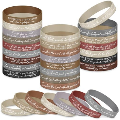 Ecation 72 Pcs Bible Verse Christian Bracelets Silicone,Black Brown - color: Black Brown