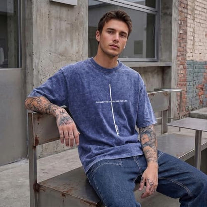 Wrenpies Christian Jesus Shirts for Men God Faith Religious Tshirt Cross Bible Verse Tops Acid Wash Oversized Graphic Tees - color: Blue, size: 3X-Large