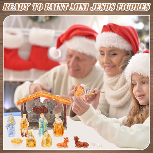 Zubebe 12 Pcs DIY Christmas Ready to Paint Nativity Set, Nativity Scene - style: Nativity Scene