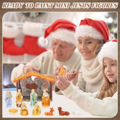 Zubebe 12 Pcs DIY Christmas Ready to Paint Nativity Set, Nativity Scene - style: Nativity Scene