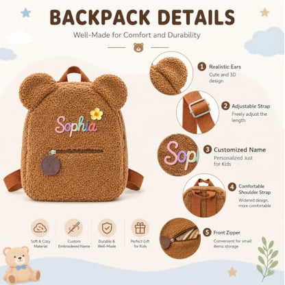 Personalized Toddler Backpack for Girls Boys with Optional Lunch Bag Set - color: Pink Style 2