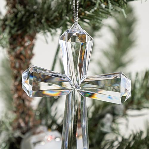 Transparent Acrylic Cross Decor Christmas Pendant Religious Ornament Festive Party Supplies for Wall Tree Decoration