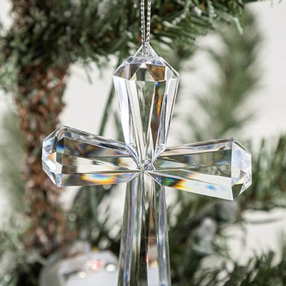 Transparent Acrylic Cross Decor Christmas Pendant Religious Ornament Festive Party Supplies for Wall Tree Decoration