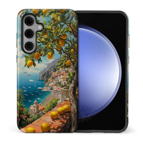 Compatible with Samsung Galaxy S23 FE Full Body Matte Case Hard Shell Shockproof Screen Lens Protection for Girl Boy Cute Pattern Italian Coast Amalfi Lemon Mediterranean Sea - color: Italian Coast Amalfi Lemon Mediterranean Sea, size: Samsung Galaxy S23