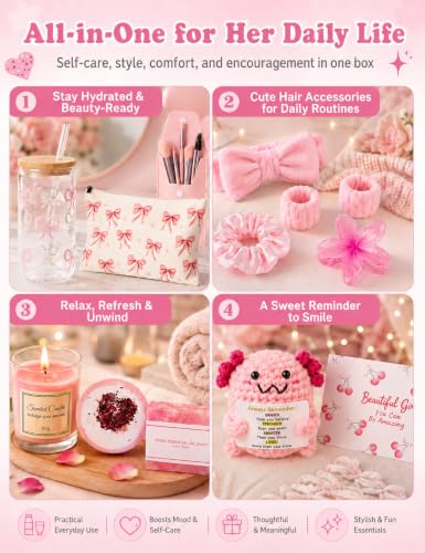14PCS Halloween Gifts for Teen Girls - Teen Girl Gifts Trendy Stuff Basket - color: Pink
