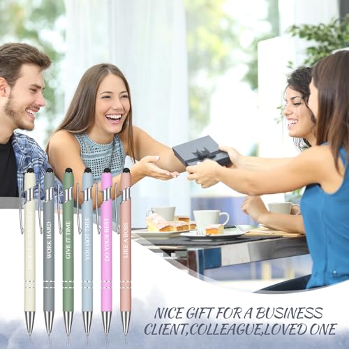 Zonon 12 Pcs Inspirational Pens, Motivational Ballpoint Pen Gifts for Women - color: Morandi, style: Boss Lady