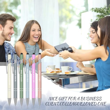 Zonon 12 Pcs Inspirational Pens, Motivational Ballpoint Pen Gifts for Women - color: Morandi, style: Boss Lady
