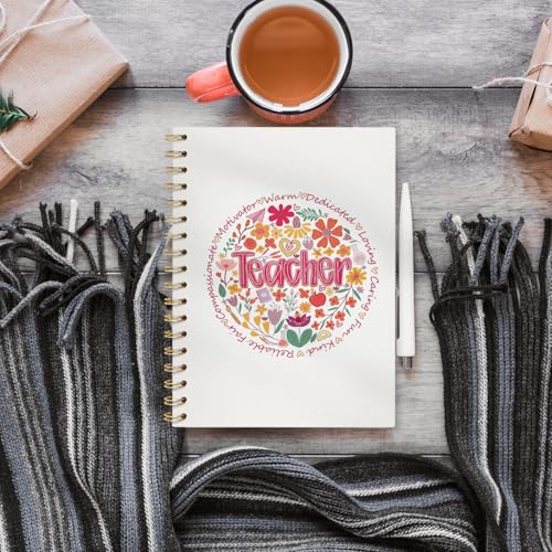 VONTP Boho Floral Teacher Spiral Notebook Journal, 5.5x8.3 Inch - color: 006-teacher