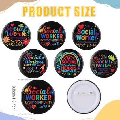 Kenning 100 Pcs Social Work Month Appreciation Gifts Set Includes 50 Social Work Rubber Bracelets Silicone Wristbands and 50 Button Pins Badges for Worker Volunteer Coworker Appreciation