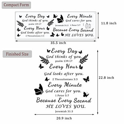Bible Verse Wall Stickers Inspirational Wall Decal Vinyl Quote Bible Sticker Christian Praise God Religious Peel and Stick Wall Decals for Living Room Bedroom Office Home Décor Wall Decoration.