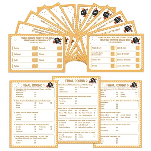 Bible Family Feud Game, Christian Card Game, Church Party Games, Bible Trivia Questions, Family Party Games, Christian Bible Game for Group -SJSC02