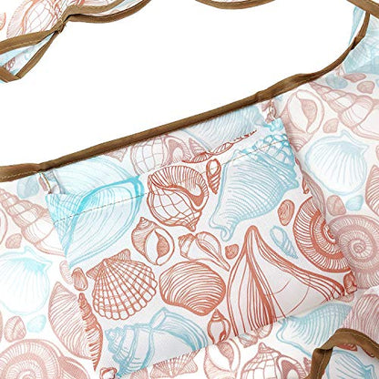 allydrew Large Foldable Tote Nylon Reusable Grocery Bags, Seashells - color: Seashells