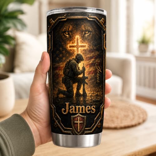 Personalized Christian Gifts For Men - A Child Of God Warrior Faith Bible Tumbler V20 - Man Of Faith Christ Religious For Dad, Husband, Grandpa on Fathers Day, Christmas, Birthday - color: CH-VAR-20
