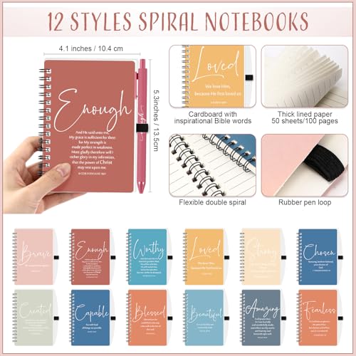 Kosiz 12 Sets Christian Gifts Bulk Prayer Journals Pens, Bright Color - color: Bright Color