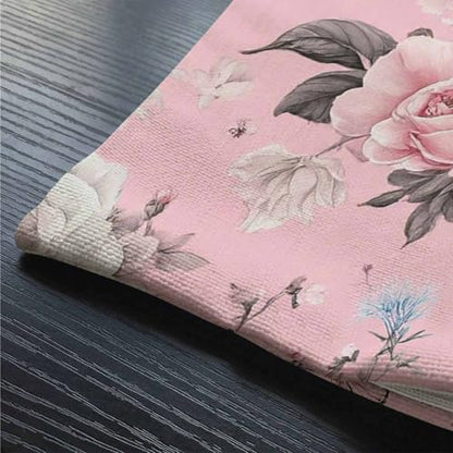 Floral Farmhouse Oblong Rectangle Throw Pillow Case Flowers And Leaves Pink Watercolor Floral Bolossom Flower Rose Spring Cotton Linen Cushion Cover Sofa Armchair Bedroom Livingroom 12x20 Inch - color: Md002