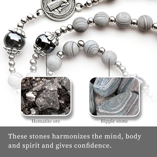8mm Catholic Stone Rosary Beads