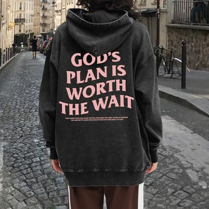 Christian Graphic Hoodies for Women God Bible Verse Oversized Hoodie Religious Letter Print Acid Wash Sweatshirts - color: Black, size: Small