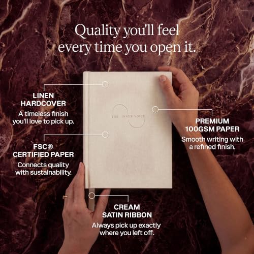 THE INNER VOICE Guided Journal for Women & Men, 365 Prompts for Self Care - color: Ivory