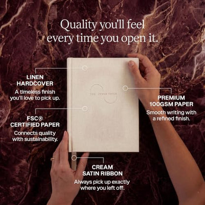 THE INNER VOICE Guided Journal for Women & Men, 365 Prompts for Self Care - color: Ivory