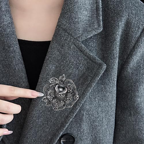 Brooch Pins For Women Fashion Elegant Brooches Lapel Badges Coat Sweater Scarves Shawl Dress Accessory Wedding Party Prom Jewelry - color: Black-Style 1