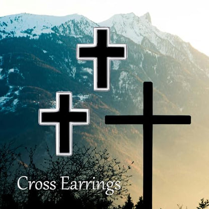 Abalone/Malachite/Onyx/Opal Cross Stud Earring Sterling Silver Small Cross Earrings Cross Jewelry Gift for Women - style: Onyx