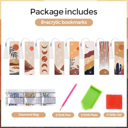 8 Pieces Christian Bible Verse Diamond Art Bookmarks 5d Christian Beaded Bookmark Acrylic Tassel Bookmark for DIY Making Beginners Adults Arts Craft Supplies (Boho) - color: Boho