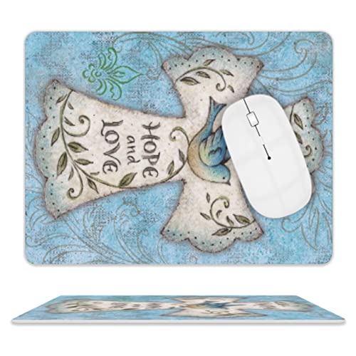 Hope and Love Christian Cross Mouse Pad - Square, Waterproof, Non-Slip Rubber Base, 9.5"x7.9"x0.12" Inch - color: S1015