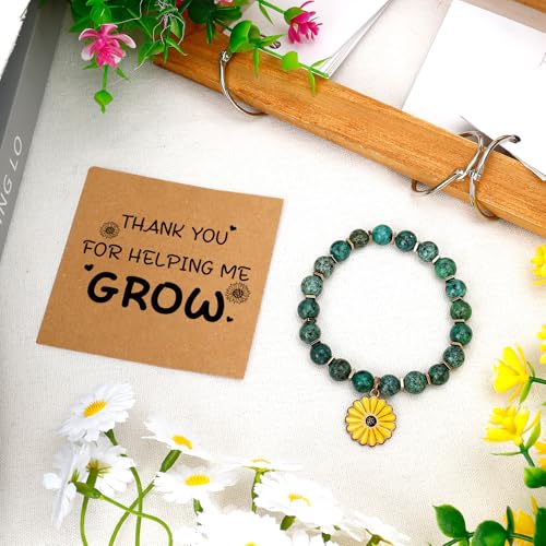 Aelciyue Teacher Appreciation Gifts for Women Thank You Birthday Xmas Valentines Day Gifts for Teachers Bracelets for Women - style: Sunflower 02