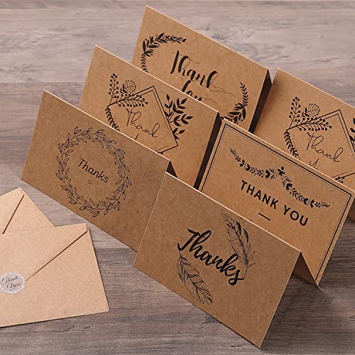 Mr. Pen- Thank You Cards with Envelopes, Brown Kraft Paper, 18 Pack, 4 x 6, Blank Inside, 6 Designs, Thank You Cards, Thank You Notes, Thank You Cards Bulk,Thank You Note Cards - color: Brown Kraft