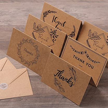 Mr. Pen- Thank You Cards with Envelopes, Brown Kraft Paper, 18 Pack, 4 x 6, Blank Inside, 6 Designs, Thank You Cards, Thank You Notes, Thank You Cards Bulk,Thank You Note Cards - color: Brown Kraft