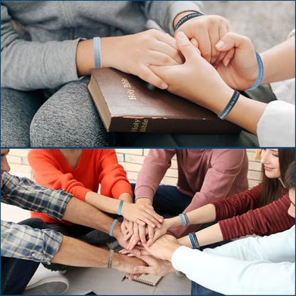 Estune 120 Pcs Bible Verse Bracelets Christian Wristbands, Blue Color - color: Blue Color