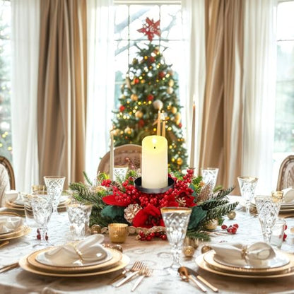 Suncalla 16 Inch Poinsettia Christmas Centerpiece Artificial Tabletop Decor