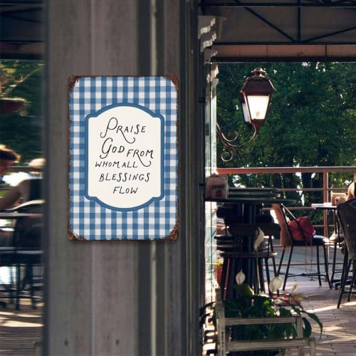 Praise God from Whom All Blessings Flow Farmhouse Metal Sign 8 x 12 Inch