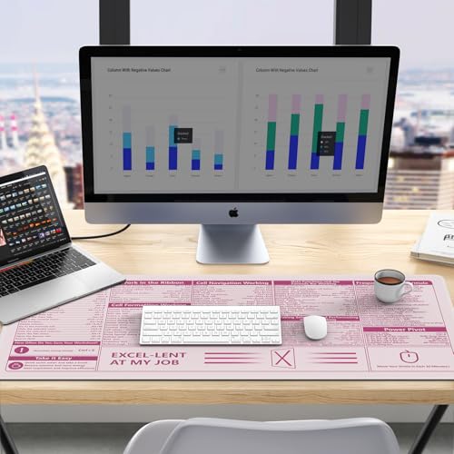 iCasso Excel Cheat Sheet Desk Pad, Pink Excel Shortcuts - color: Pink Excel Shortcuts