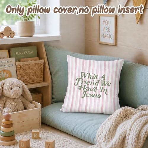 What a Friend We Have in Jesus Throw Pillow Cover 18x18 - color: Jesus-pink